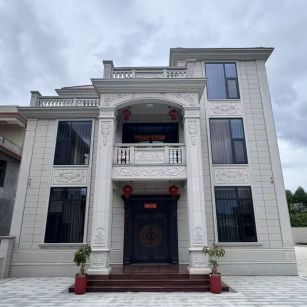 四平 芝麻白石材别墅干挂案例展示