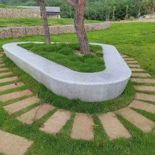 四平 芝麻白光面整石坐凳