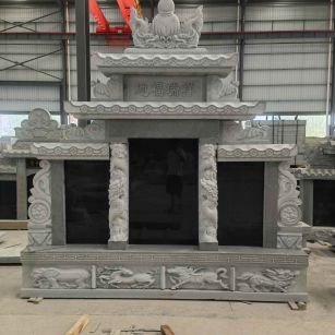 四平 芝麻灰高档墓碑、土墓，一套也支持定做