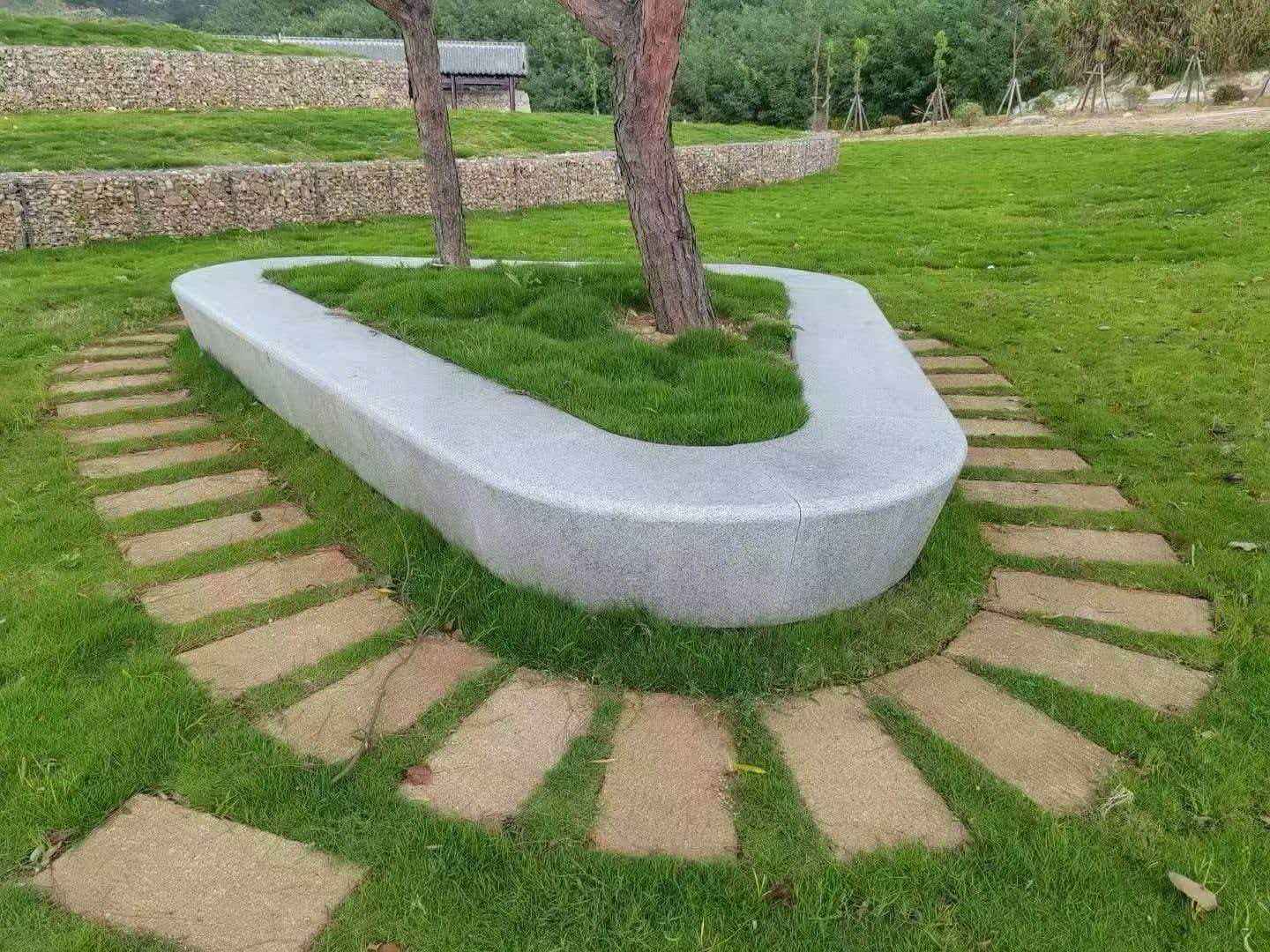 四平 芝麻白光面整石坐凳