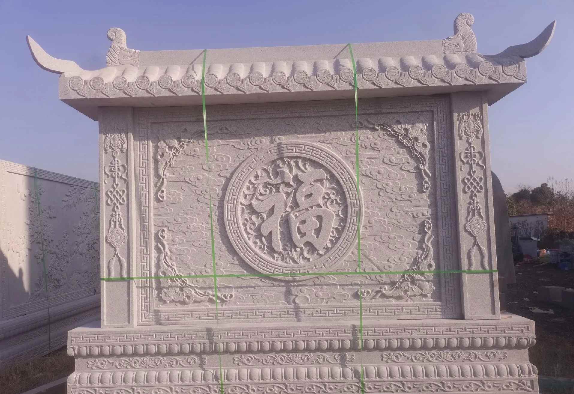 四平 芝麻白花岗岩屏风，照壁，影壁